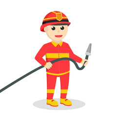 firefighter holding water hose job design on white background