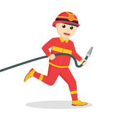 firefighter holding water hose job design on white background