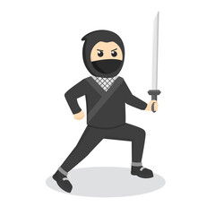 ninja with katana design character on white background