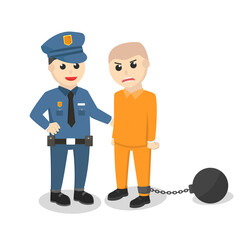 Police Caught prisoner design character on white background