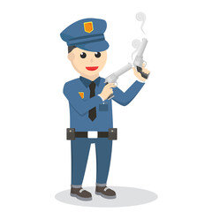 Police holding double gun job design on white background