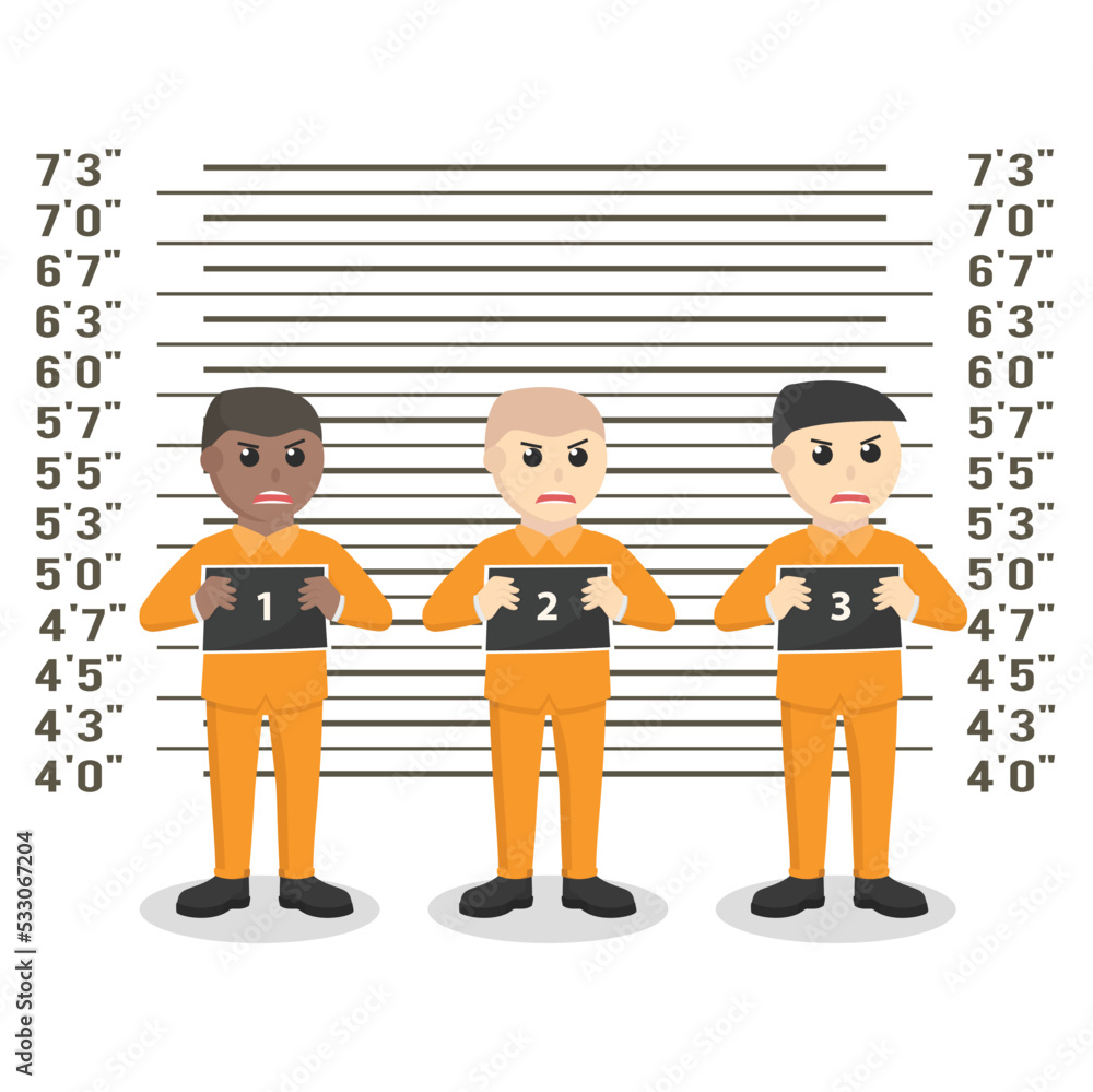 Wall mural prisoner suspect identification room design on white background