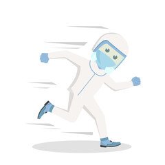 professional doctor with personal protective equipment run