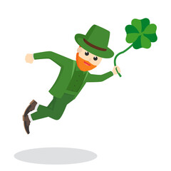 Flying with clover design character on white background