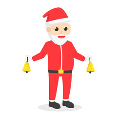 Santa claus holding two bell design. Character design on white background