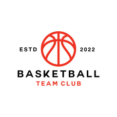 Monoline Basketball Logo vector design graphic for sport