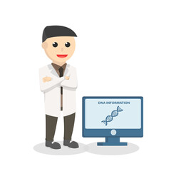 scientists test dna information design character on white background