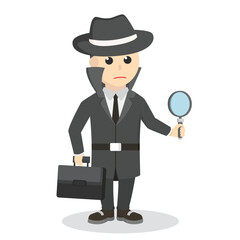 Spy Hold Briefcase And Magnifying design character on white background