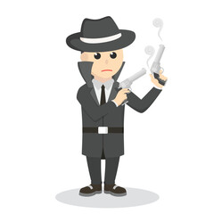 spy holding double gun design character on white background