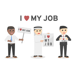 Character businessman love his job design character on white background