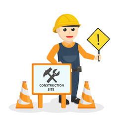 construction worker Be Careful design character on white background