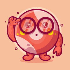 genius billiard ball character mascot with think expression isolated cartoon in flat style design