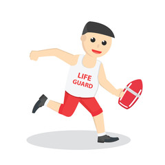 Life Guard Running To Rescue design character on white background