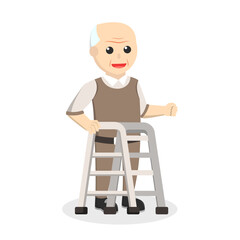 Old Man Walking Cane design character on white background