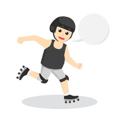Roller Skater With Callout design character on white background
