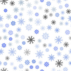 Dark Pink, Blue vector seamless template with ice snowflakes.
