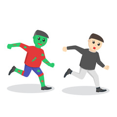 Zombie Chasing The man design character on white background