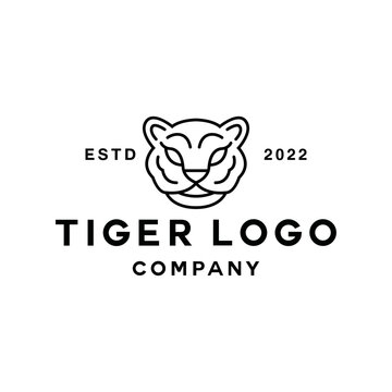 Monoline Tiger Head Logo vector design graphic emblem