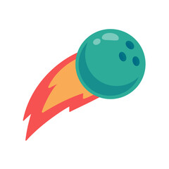 A bowling ball that rolls to hit the pin.