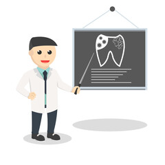 dentist giving presentation information design character on white background