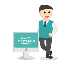 male teacher online education design character on white background