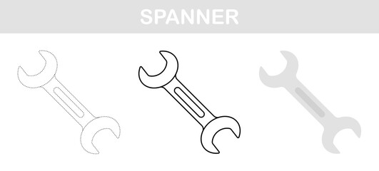 Spanner tracing and coloring worksheet for kids