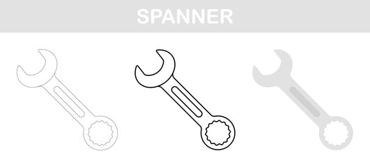 Spanner tracing and coloring worksheet for kids