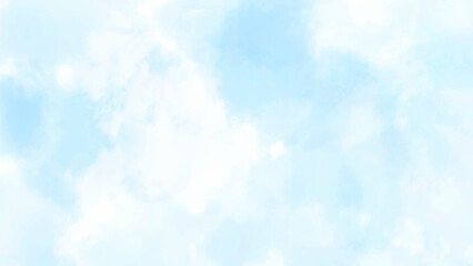 Nature Landscape Background with Blue sky and Fluffy white Realistic clouds. Vector illustration.