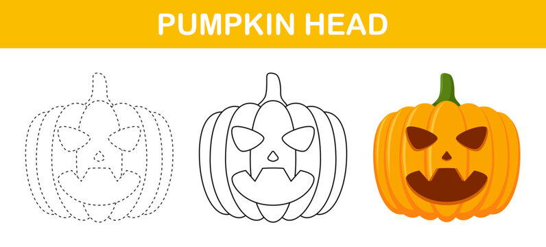 Pumpkin Halloween Tracing And Coloring Worksheet For Kids