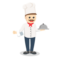 chef holding plate design character on white background