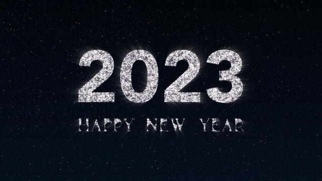 Happy New Year tittle animation. Happy New Year 2023 Greetings Card Abstract Blinking Sparkle Glitter Particle