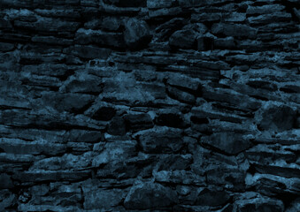 Ancient dark blue stone wall grunge texture background. Vector illustration