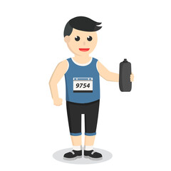 marathon runner holding water bottle design character on white background