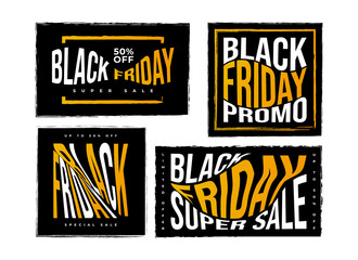 Set of Black Friday Sale Banner or Poster. Advertising and Promotion Banner Design for Black Friday Campaign