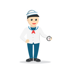 sailor holding compass design character on white background