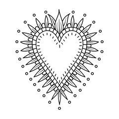 Sacred Heart love Folk Art Illustration Hand Made vector	