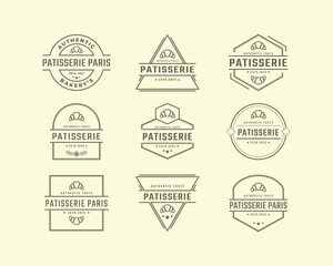Set of Vintage Retro Badge Pastry Bakery Vector Logo Template Element