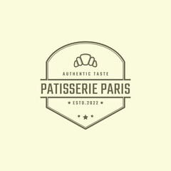 Vintage Retro Badge Pastry Bakery Vector Logo Template Element