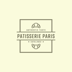 Vintage Retro Badge Pastry Bakery Vector Logo Template Element