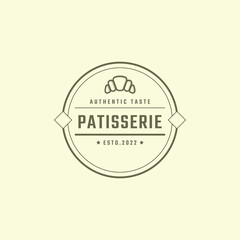 Vintage Retro Badge Pastry Bakery Vector Logo Template Element