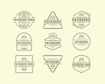 Set of Vintage Retro Badge Pastry Bakery Vector Logo Template Element