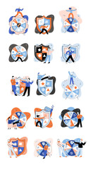 Fototapeta premium Confidence concept. Person has private conversation metaphor. Confidential communication. Trust property, reassuring partnerships, conviction. Protection of intellectual property. Confidential data