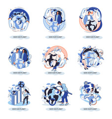 Save our planet ecological metaphor Earth day, love for native home. Sustainable gardening renewable energy. Caring for nature protecting environment stop air and water pollution, rational consumption