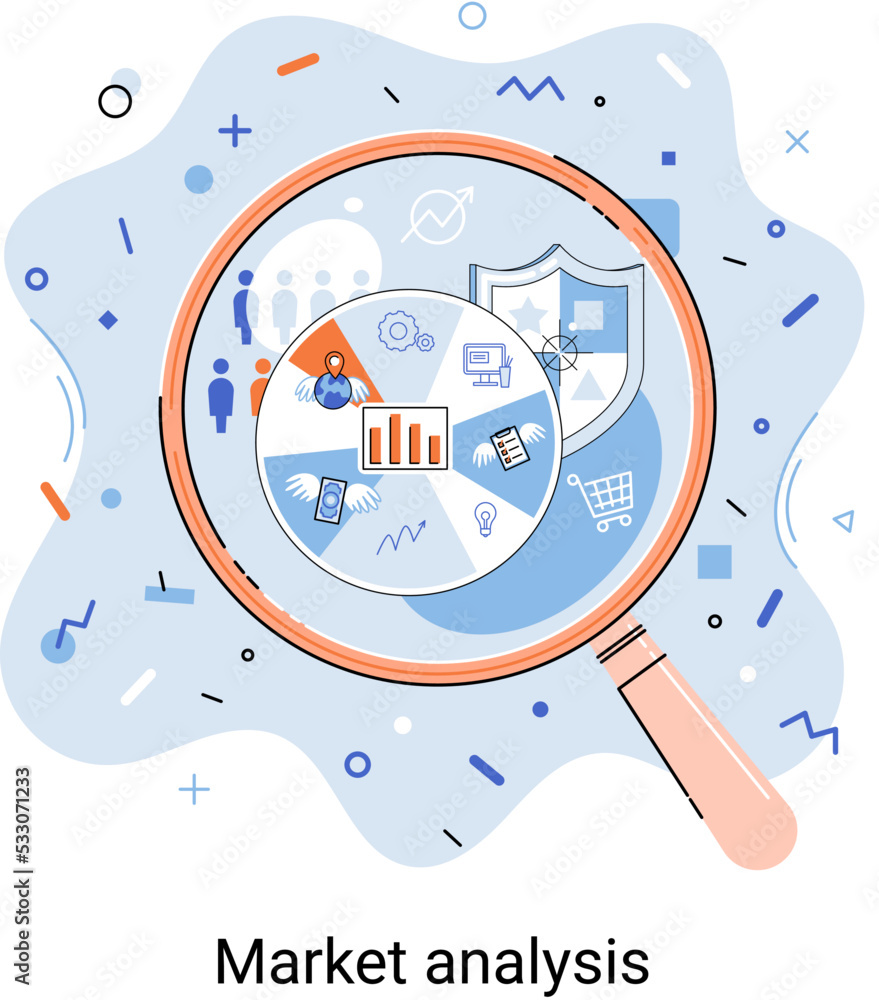 Aufkleber market statistics data analysis metaphor marketing strategy development. business research. identify