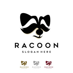 black white raccoon head logo and icon, clip art vector © alexander 137