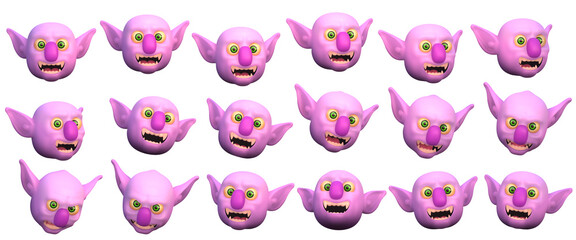 Fototapeta premium 3d Vampire stylized cartoon faces set halloween cute