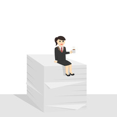 business woman secretary completed the task design character on white background