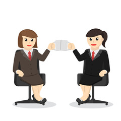 business woman secretary coffee cheers design character on white background
