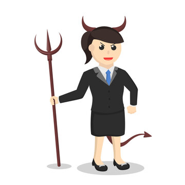 business woman secretary demon red entrepreneur design character on white background