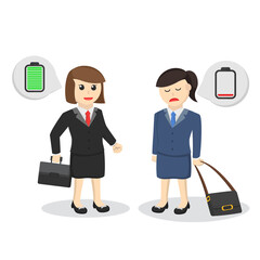 Obraz premium business woman secretary full and low battery energy design character on white background